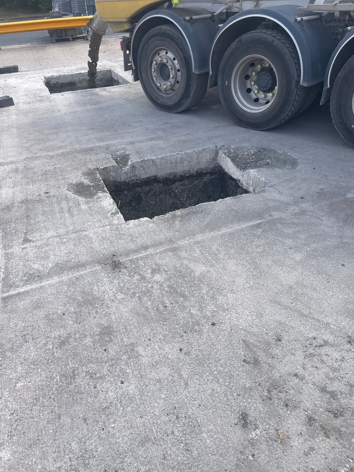 Concrete being placed during industrial access repairs